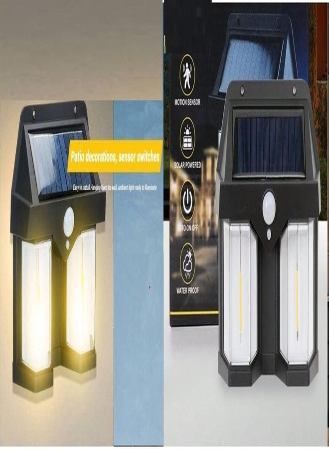 ELEXIQ 1Pcs Solar Wall Lamp Outdoor Waterproof Up and Down Luminous Lighting, Solar LED Wall Light Induction Lamp Villa Garden Lights Yard Patio Fence Lamps (Double - Light, 1) - Image 3